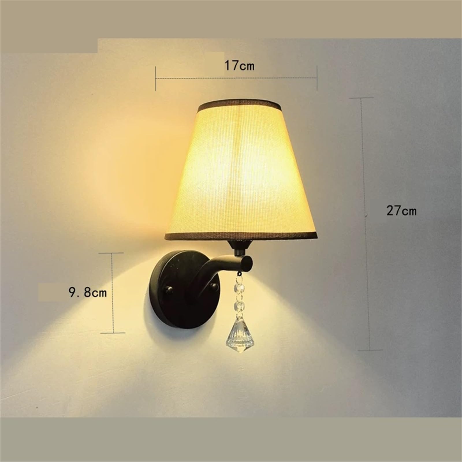 Matte Black Iron Wall Sconce Taper Linen Fabric Shade Light Applique