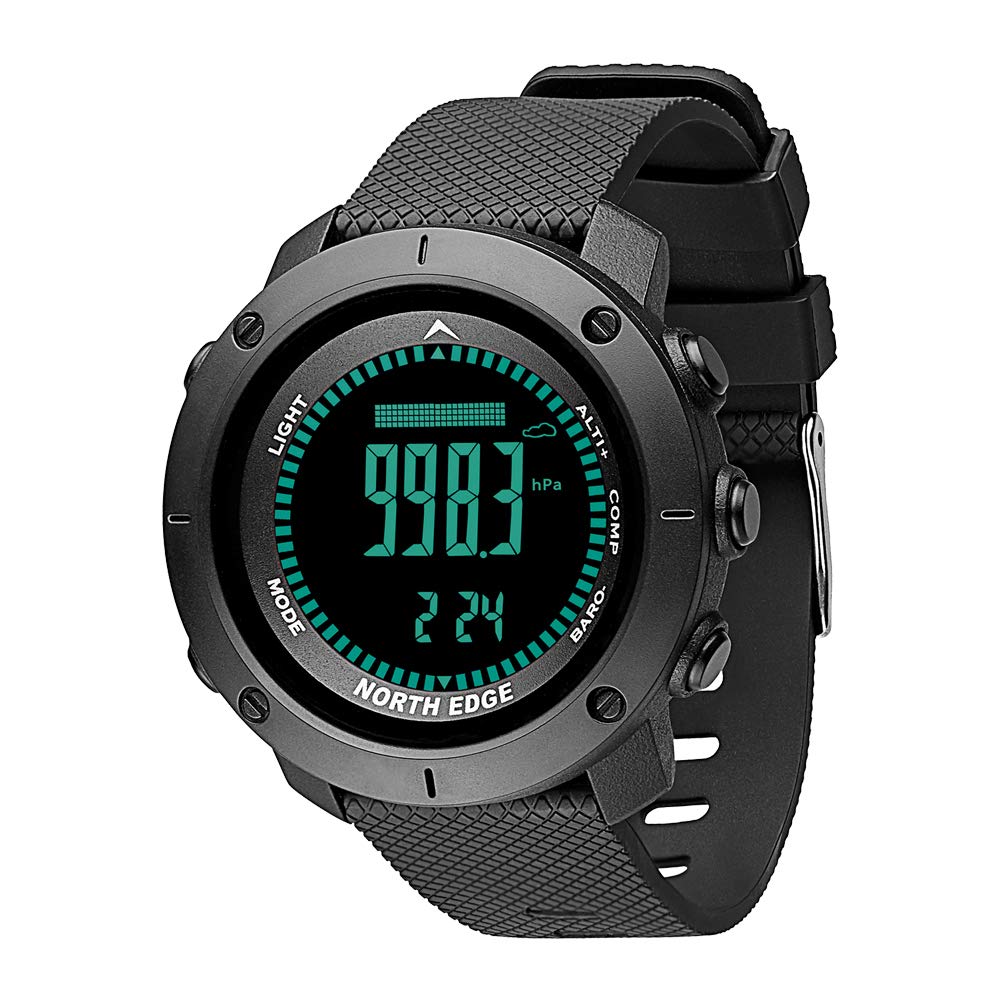 NORTH EDGE lilistore Men's Outdoor Digital Sports Watch with Altimeter Barometer Compass World Time 50M Waterproof Pedometer Wrist Watch
