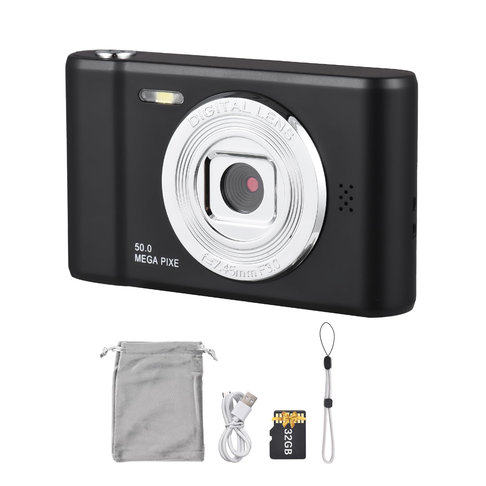 Andoer Fotocamera Digitale Compacta con Scheda SD da 32 GB, 1080P 50 MP, Schermo da 2,4 Pollici, Zoom 8X, Ideale per Bambini e Adolescenti