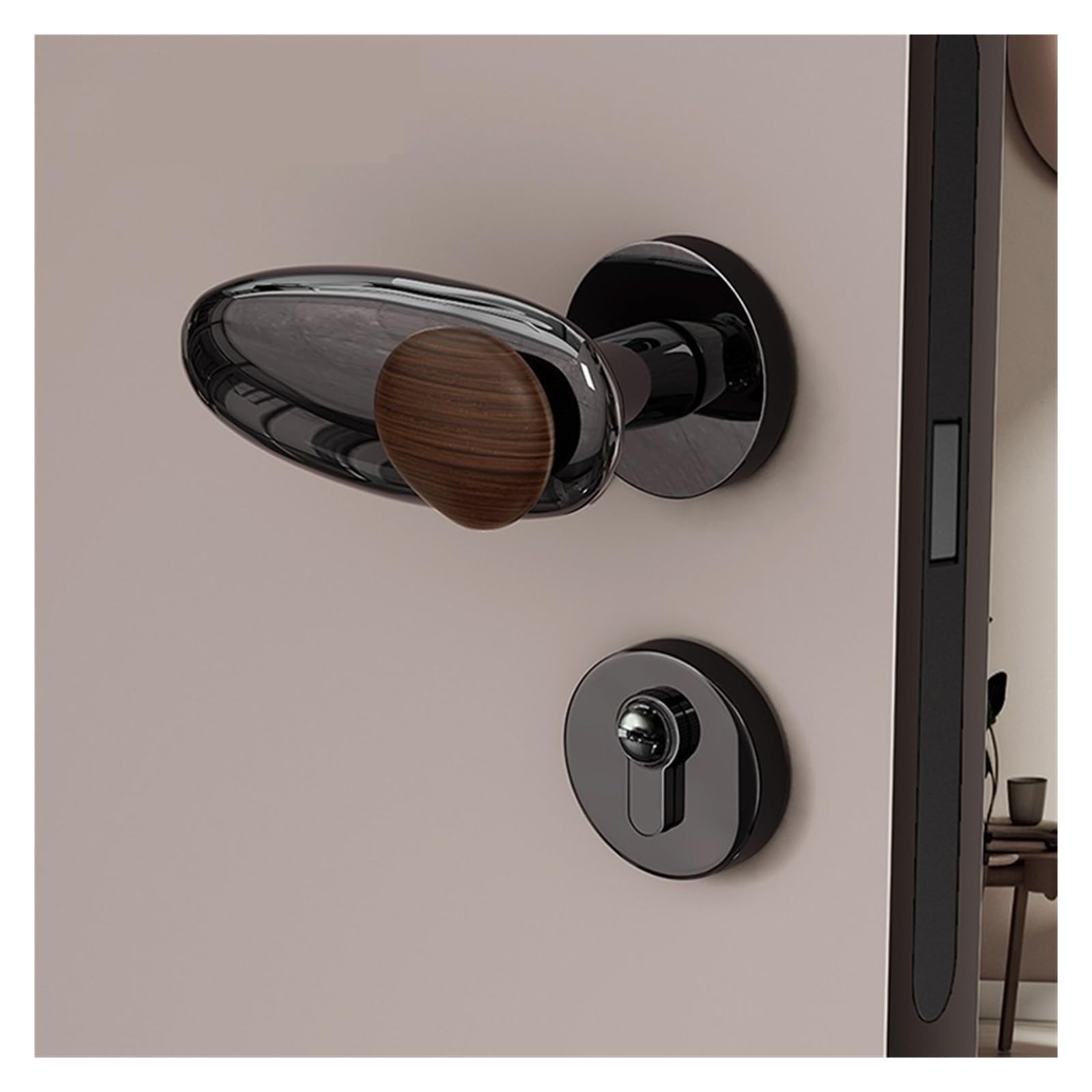Serrure de porte en bois style médiéval minimaliste en cuivre argenté de luxe