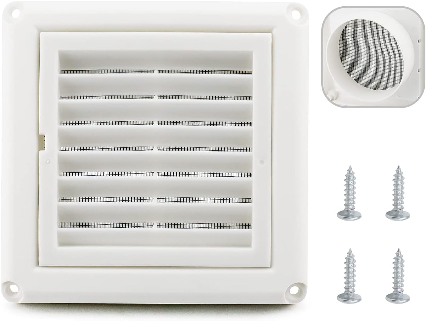 Cenipar 4" Plastic Louvered Vent Cover with Fabric Fine
