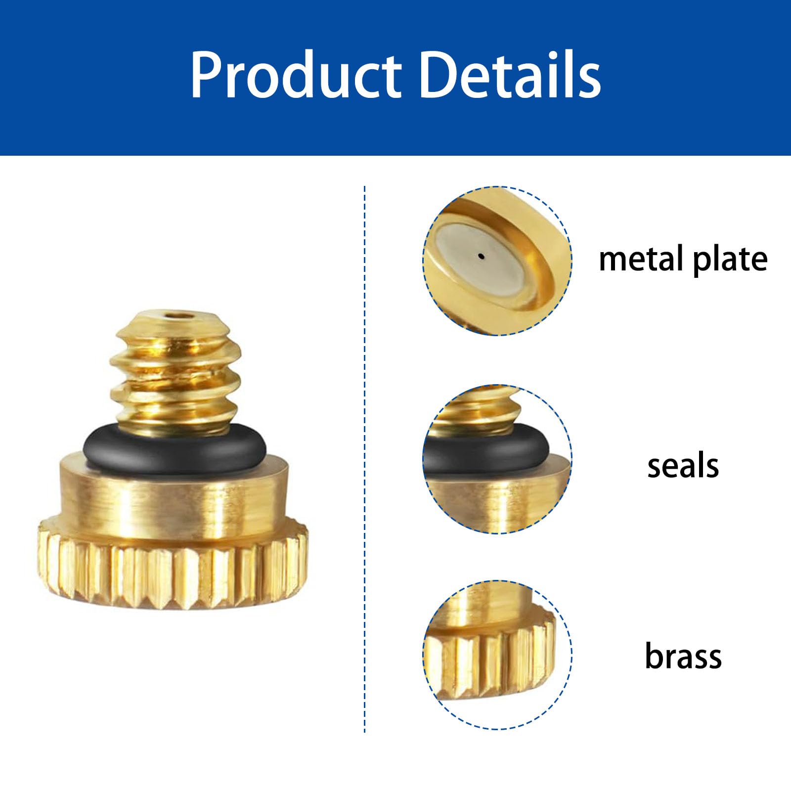 Buses de brumisation en laiton pour brumisation basse pression, arroseur à tuyau d'arrosage, pour serres, aménagements paysagers, systèmes de brumisation extérieurs, 50 pièces, diamètre 0,4 mm