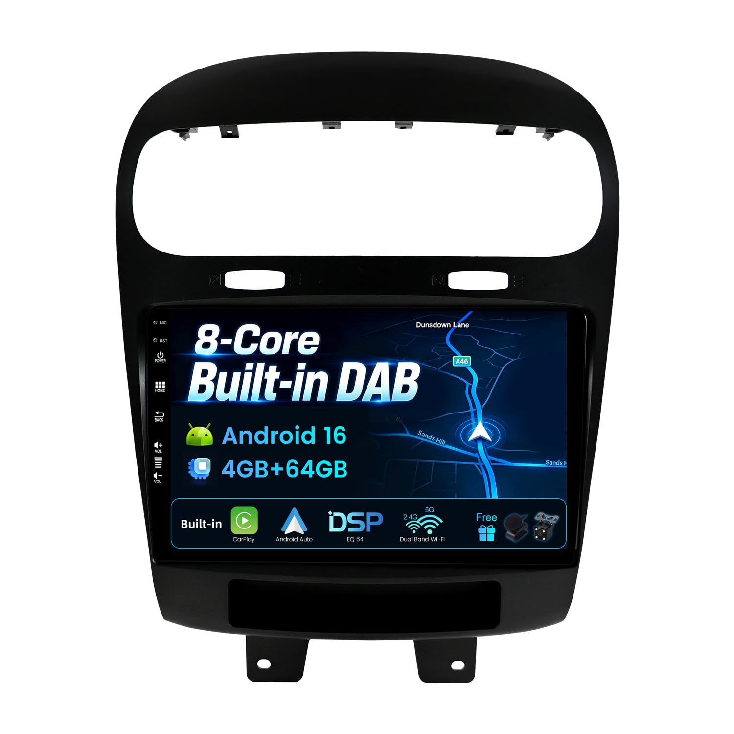 Radio samochodowe z systemem Android 14 IPS - [wbudowane DAB] - do FIAT Freemont Dodge Journey Leap (2012-2020) - bezprzewodowe Carplay/Android Auto - 4G + 64G - Kamera + MIC - 9 cali 2 DIN