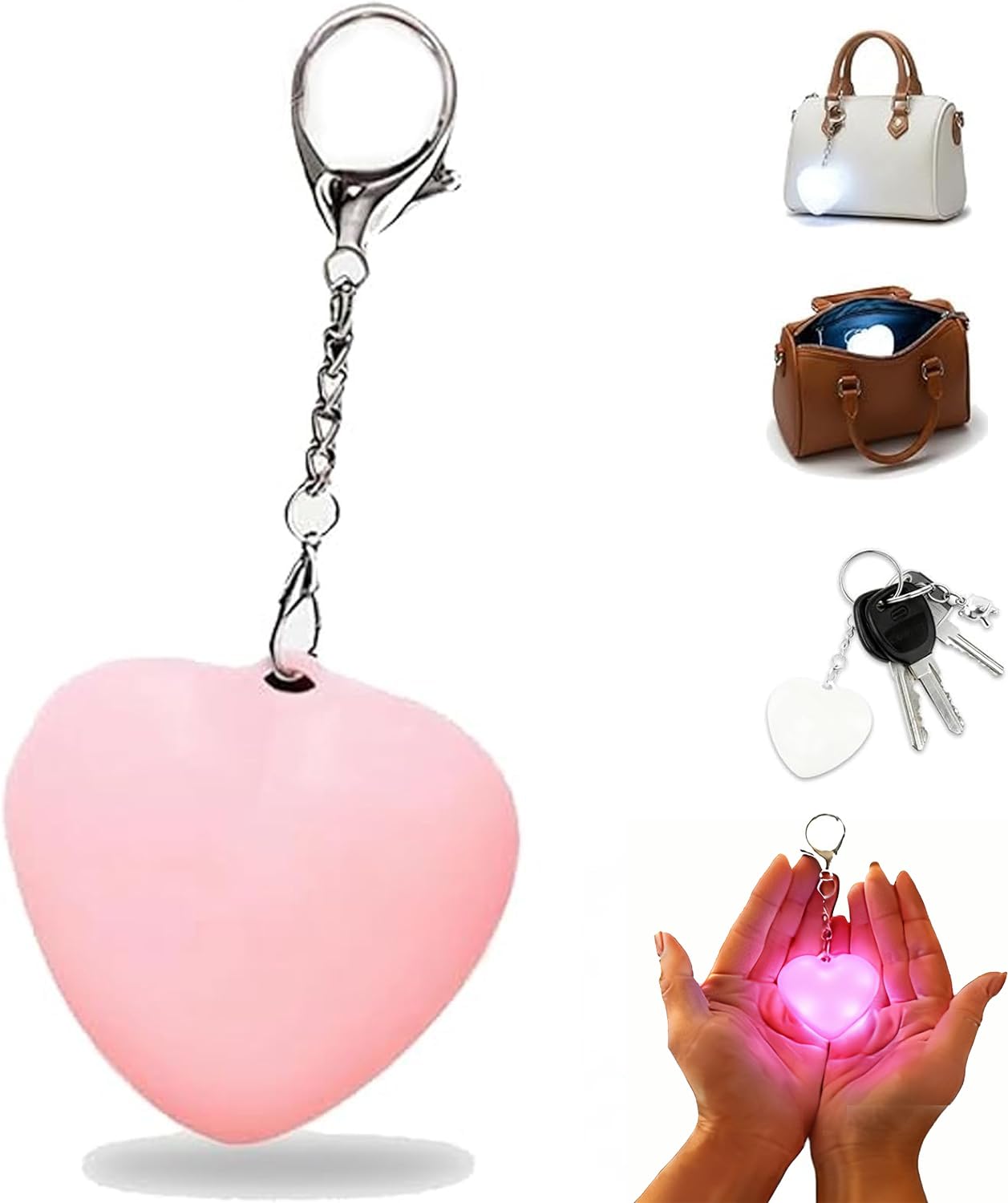 HiGropcore Purse Light for Inside, Wallet Tote Bag Touch Sensing Light, LED Touch Activated Automatic Sensor Handbag, Heart Shaped Purse Lamp for Women (Pink Love)
