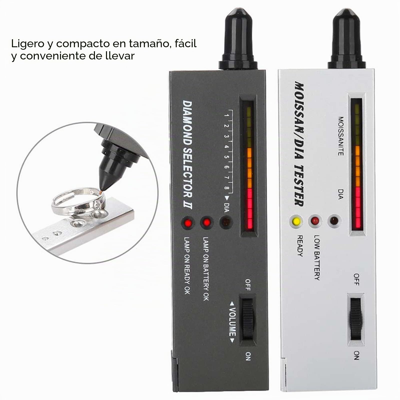 Tyenaza Probador de Diamantes, Probador Profesional de Diamantes Moissan, Comprobador de Diamante Portátil de Precisión de Diamante LED, para el Diamante Zafiro Rubí Cristal Gemas dureza de Piedras