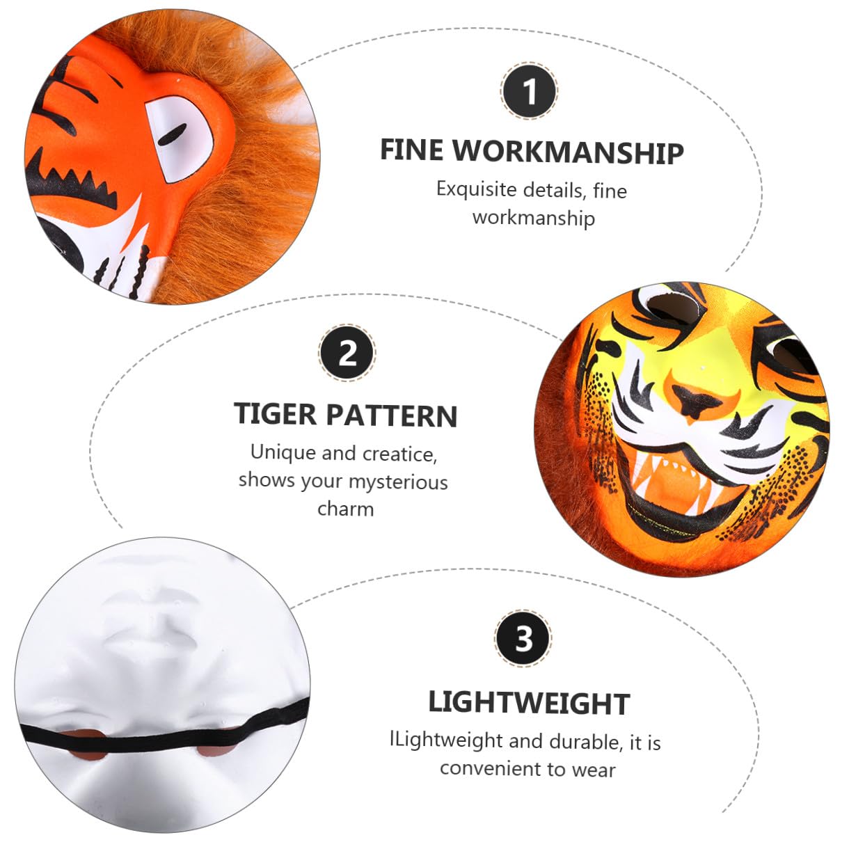ibasenice 12pezzi Maschere Tiger Plush Per Adulti e Ragazzo Ragazza Accessori Per Costume Unisex Per Halloween e Feste Stile Casual