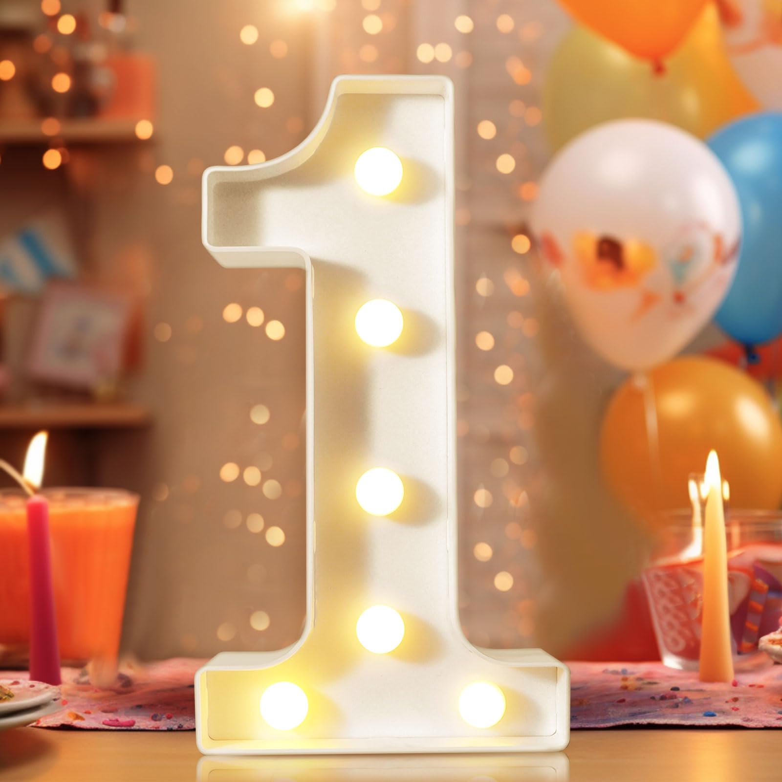 8.8" Decorative LED Light Up Numbers, Marquee Numbers Lights for 7th Birthday Decorations, Lighted Number Sign for Birthday Party Night Lights Wedding Anniversary Home Wall Decor, White Number 7 — view 85