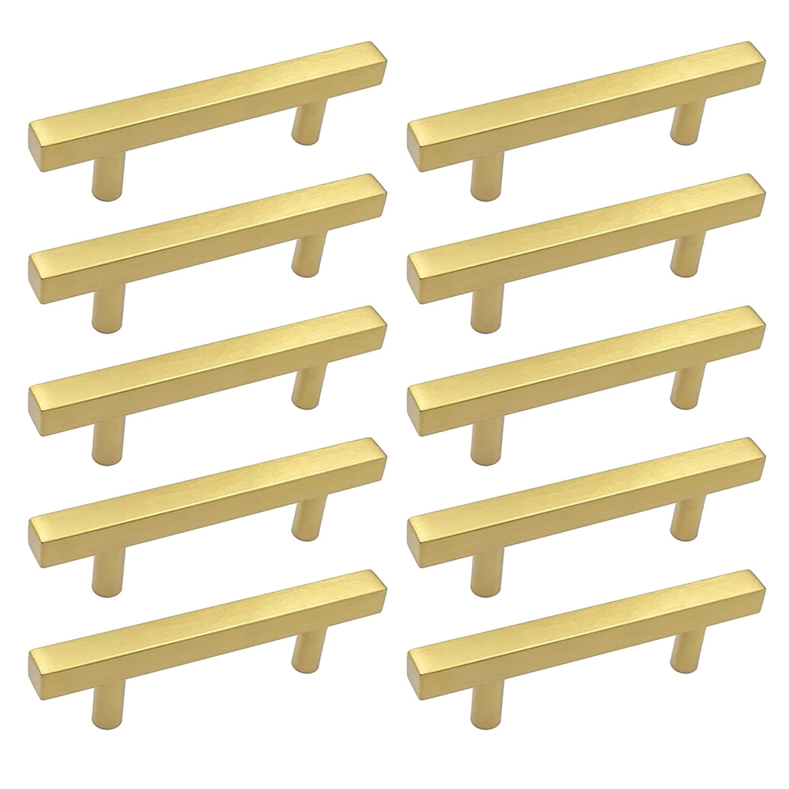 Newft 127Mm Long 10Pcs Gold Cabinet Pull Stylish Brushed Brass Handles Rustproof Cabinet Knob Upgrades For Kitchen & Bathroom Drawers Kitchen Cupboard Handles