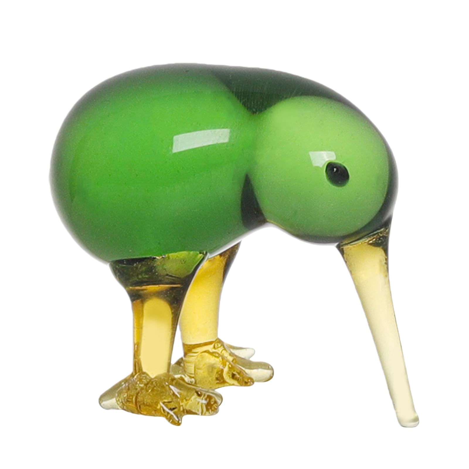 Miniature Glass Kiwi Bird Figurine, Minimalist Art Glass Ornaments, Glasses Hummingbird Office Desk Decorations, Hand Blown Tiny Crystal Bird Statue for Office Car Interior Decor