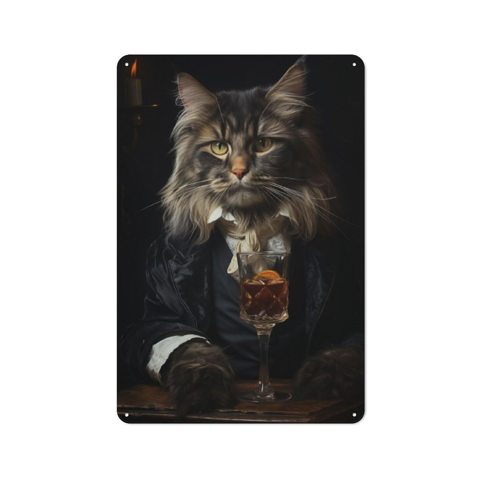 Junmoney Sophisticated Suit Cat Vintage Tin Sign 30X20cm With For Guest Room Or Hallway, Suited To Wall Displays In Guest Rooms And Hallways
