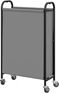 GRANNY SAYS 80L Slim Laundry Hamper with Wheels, Fabric Rolling Laundry Basket, Narrow Clothes Organizer, Tall Hamper for Closet, Laundry Room, Bathroom, Grey