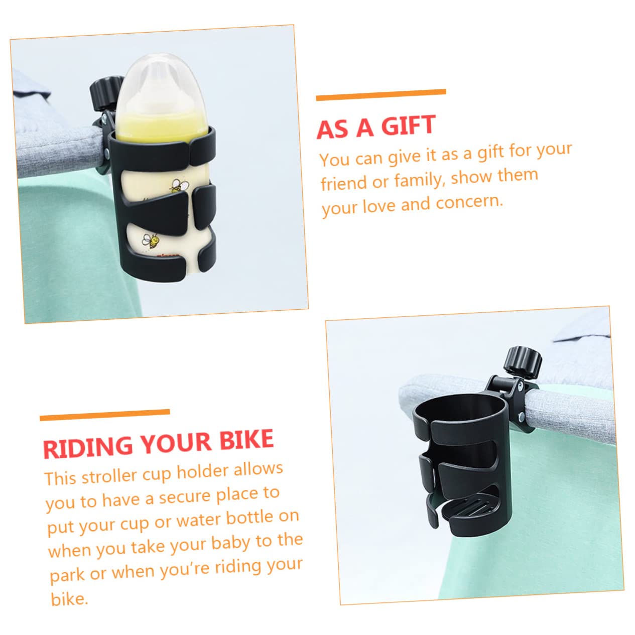 GREENADSCAPE 2pcs Stroller Cup Rack Stroller Bottle Holder Clamp Easy to Install for Parent's Convenience