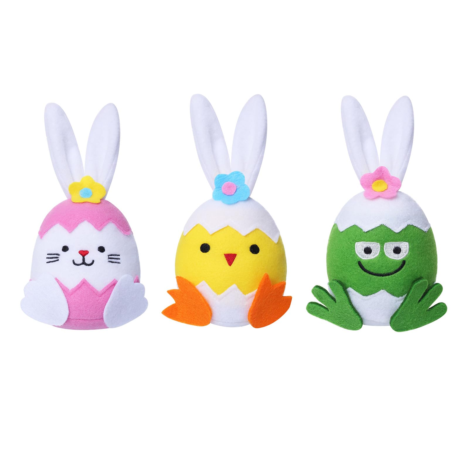 Kalttoy 3Pcs Easter Hare Chick Figurines Colorful Easter Eggs Animal Figure Ornament for Tabletop Display Festival Decorations Hare Figurines