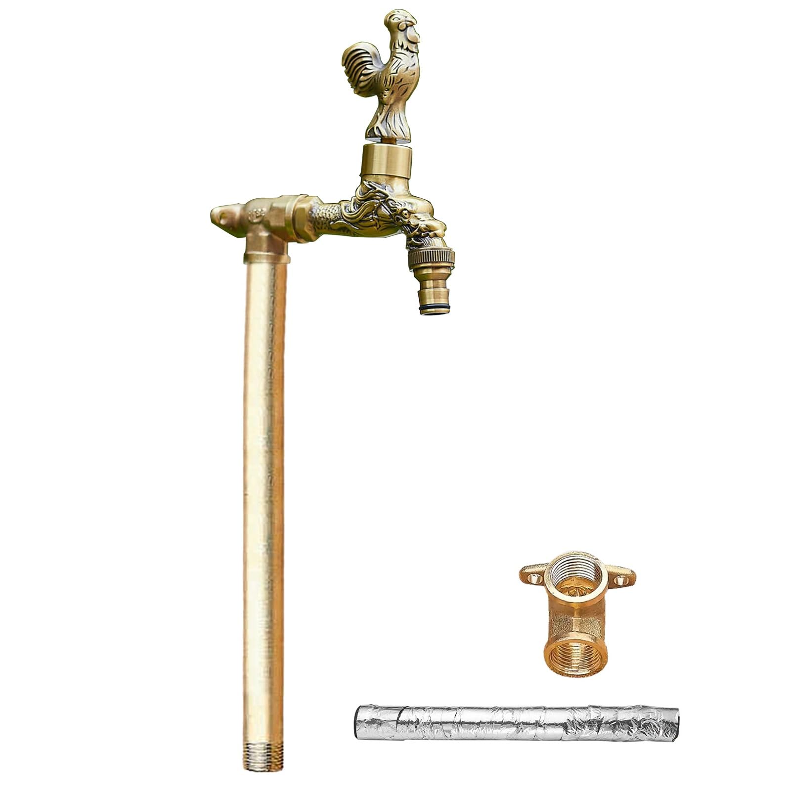 WOTZOV Faucet Water Column,Freestanding Copper Garden Faucet, 39In Antifreeze Vertical Outdoor Tap For Irrigation & Watering, Durable And Stylish, Ideal For Vertical Gardens，100cm/39in