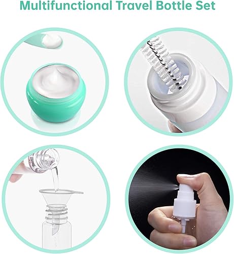 Miniatura 5 de Benbilry Paquete de 16 botellas de viaje para artículos de tocador, recipientes a prueba de fugas de tamaño de viaje aprobados por la TSA, botellas