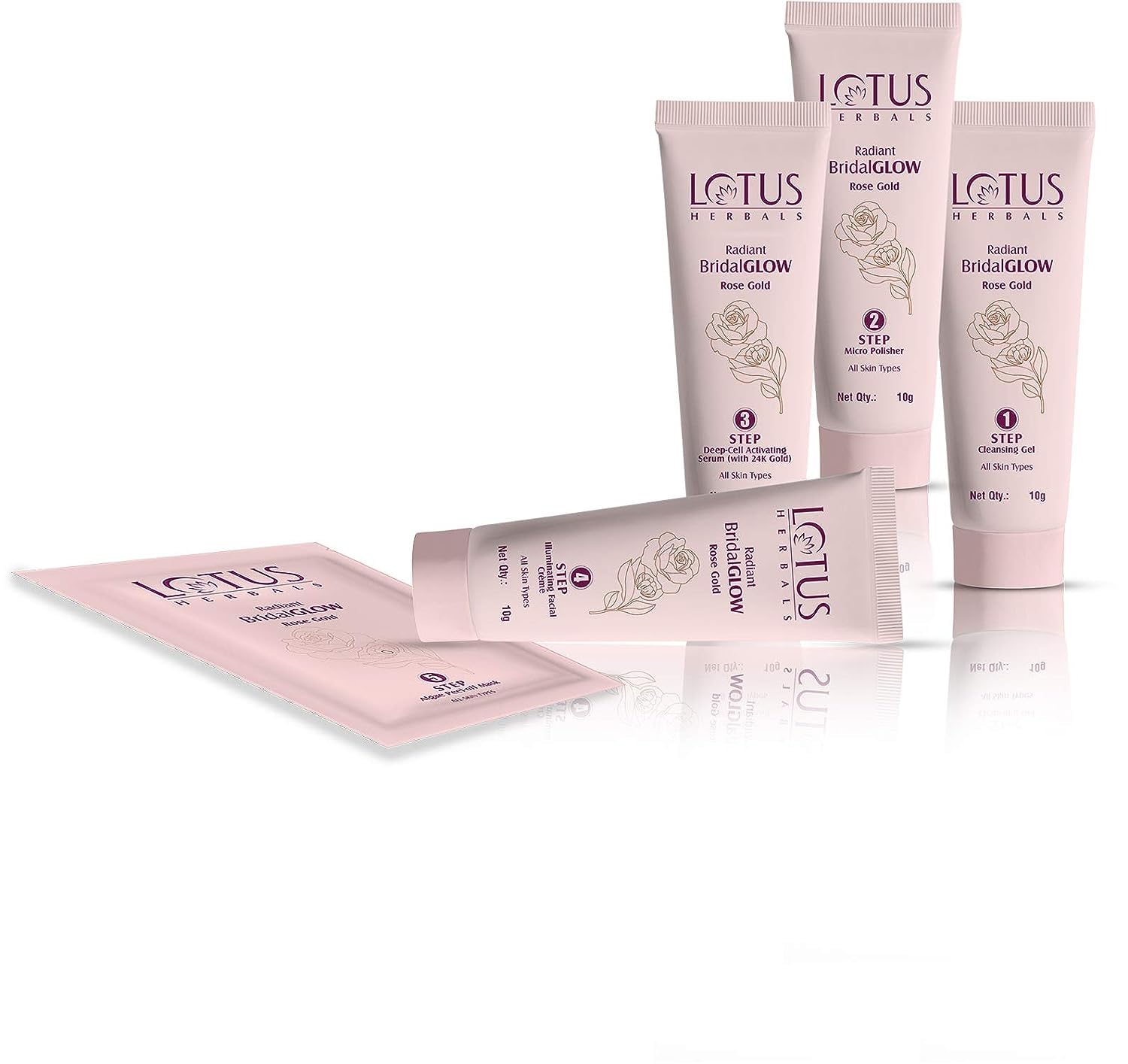 Lotus Herbals Radiant Bridal Glow Rose Gold Skin Illuminating Facial Kit, 57g (Single Use) - Image 2