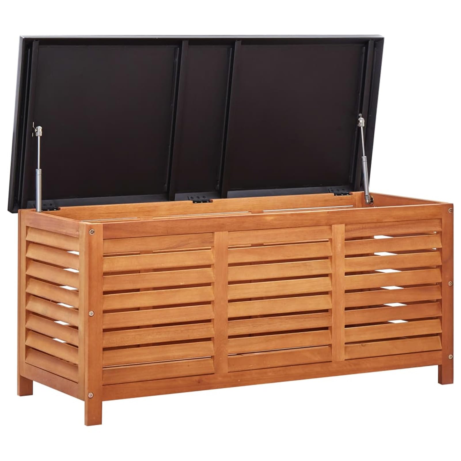 Tidyard Gartenbox Sitzbank Garden Gartentruhe Auflagenbox Aufbewahrungsbox Kissenbox Outdoor Aufbewahrungstruhe Gartenmöbel Garten Holztruhe Garten Box Outdoor Truhe 117x50x55 cm Eukalyptus Massivholz