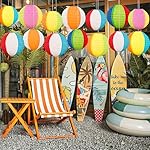 ‎Renbuzhu 15PCS Pool Party Decorations Beach Ball Paper Lanterns - Summer Luau Hawaiian Themed Hanging Decor for Home Birthday Outdoor Indoor - Image 5