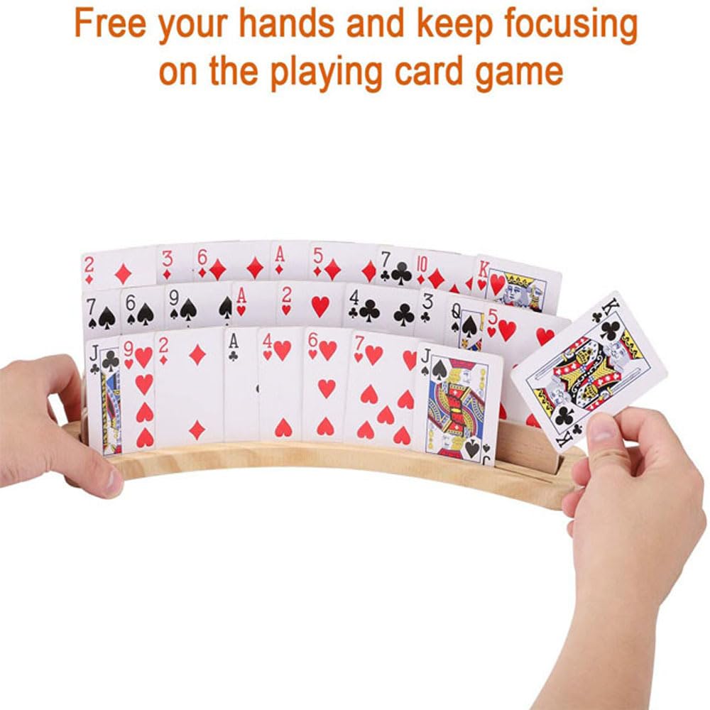 Spielkartenhalter Holz, Spielkartenhalter, Kartenhalter Spielkarten, Holz Freisprech Kartenständer, Stehender Pokerhalter, Hände Poker Halter für Kinder Erwachsene Senioren (B)
