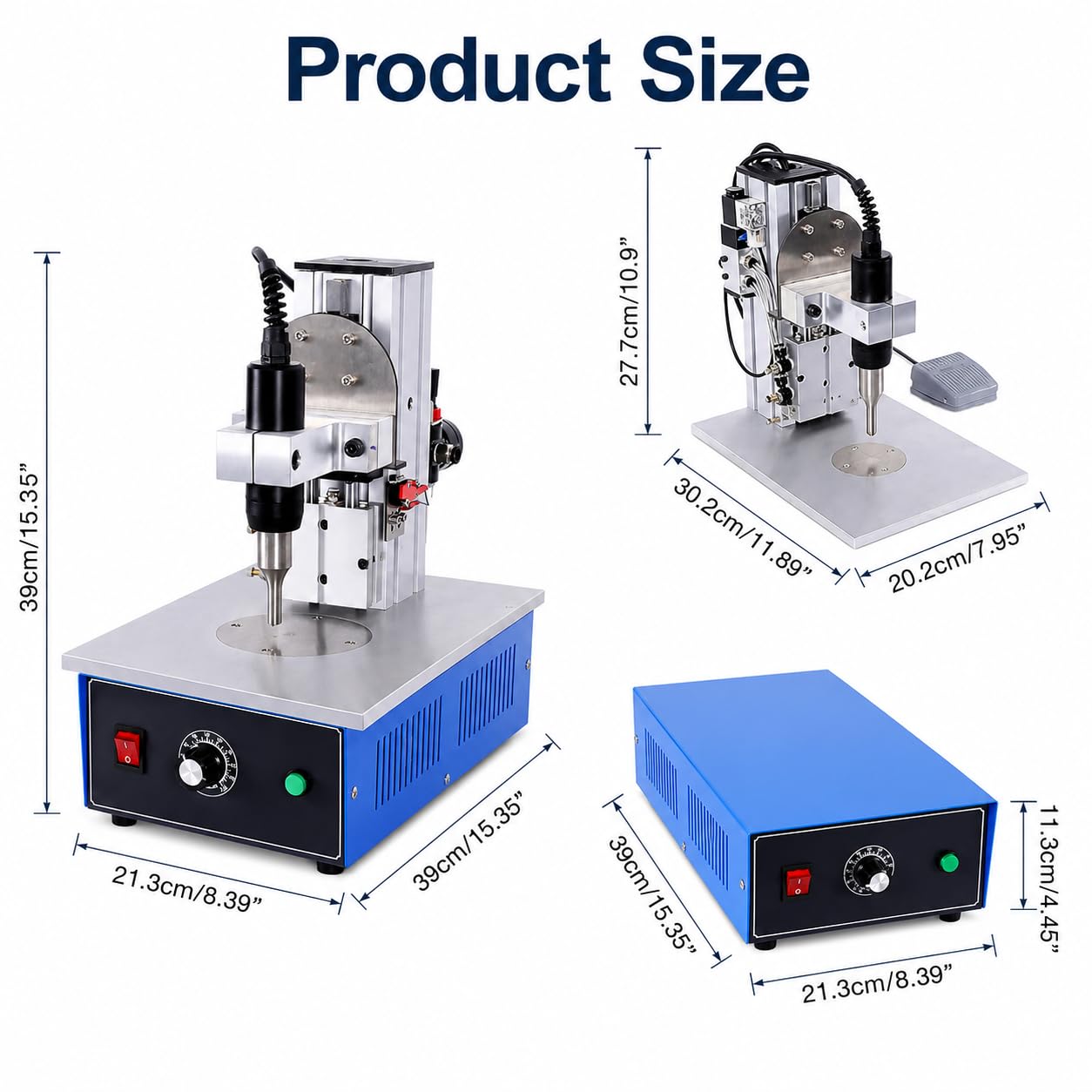 Soldadora por puntos ultrasónica neumática, máquina de soldadura de plástico de 30 KHz | Control electrónico de pedal para soldadura, remachado y montaje de materiales no tejidos, nailon y termoplásticos