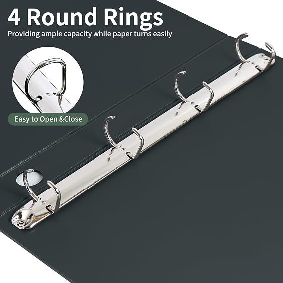 4 Pack A4 Ring Binder, 4 D-Ring Binders,35 mm Spine(Green)