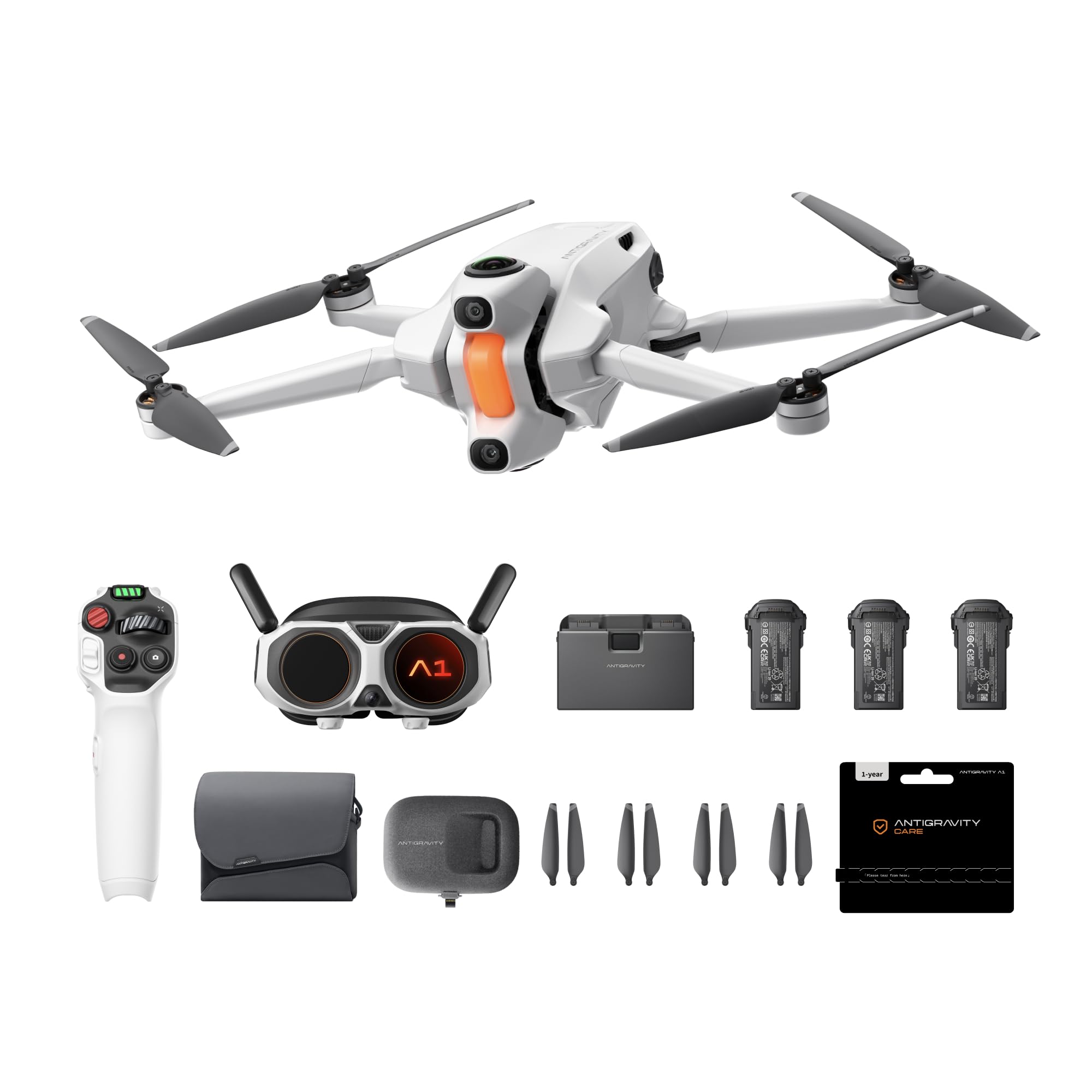Antigravity A1 Pack Explorer (3 batterie) – Drone 360 8K immersivo, Punta e vola, anticollisione, 249 g e pieghevole, Deep Track, ritorno automatico, fino a 10 km, editing automatico