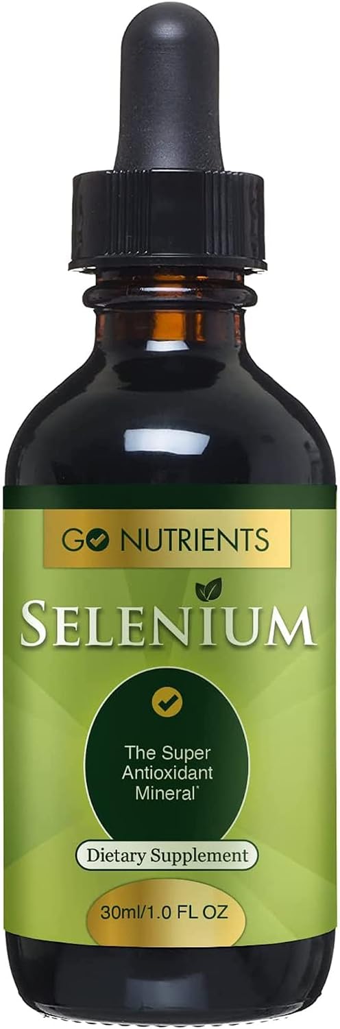 Go Nutrients Selenium 200 mcg Supplement, Yeast-Free Liquid Drops, Selenium Drops, Herbal Supplements with Trace Mineral Selenium and Purified Water, Selenium Liquid - 1.0 oz Bottle