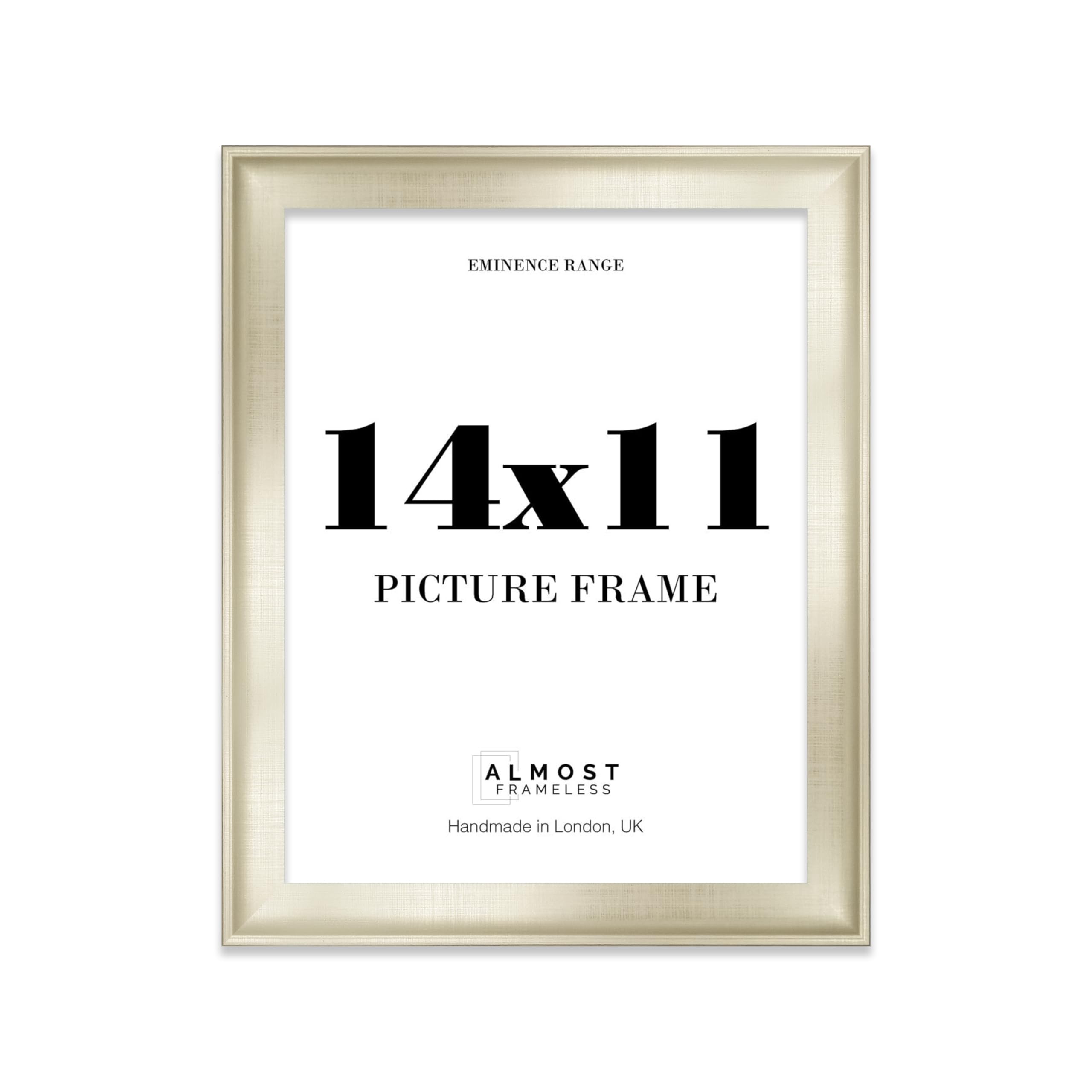 14x11" Silver Picture Frame - Rustic Wood Industrial Effect Photo Frame for Wall Display, Ideal for Posters, Prints & Home Décor, Wall Hooks and Kickstand, 32mm Edge - 1 Pack