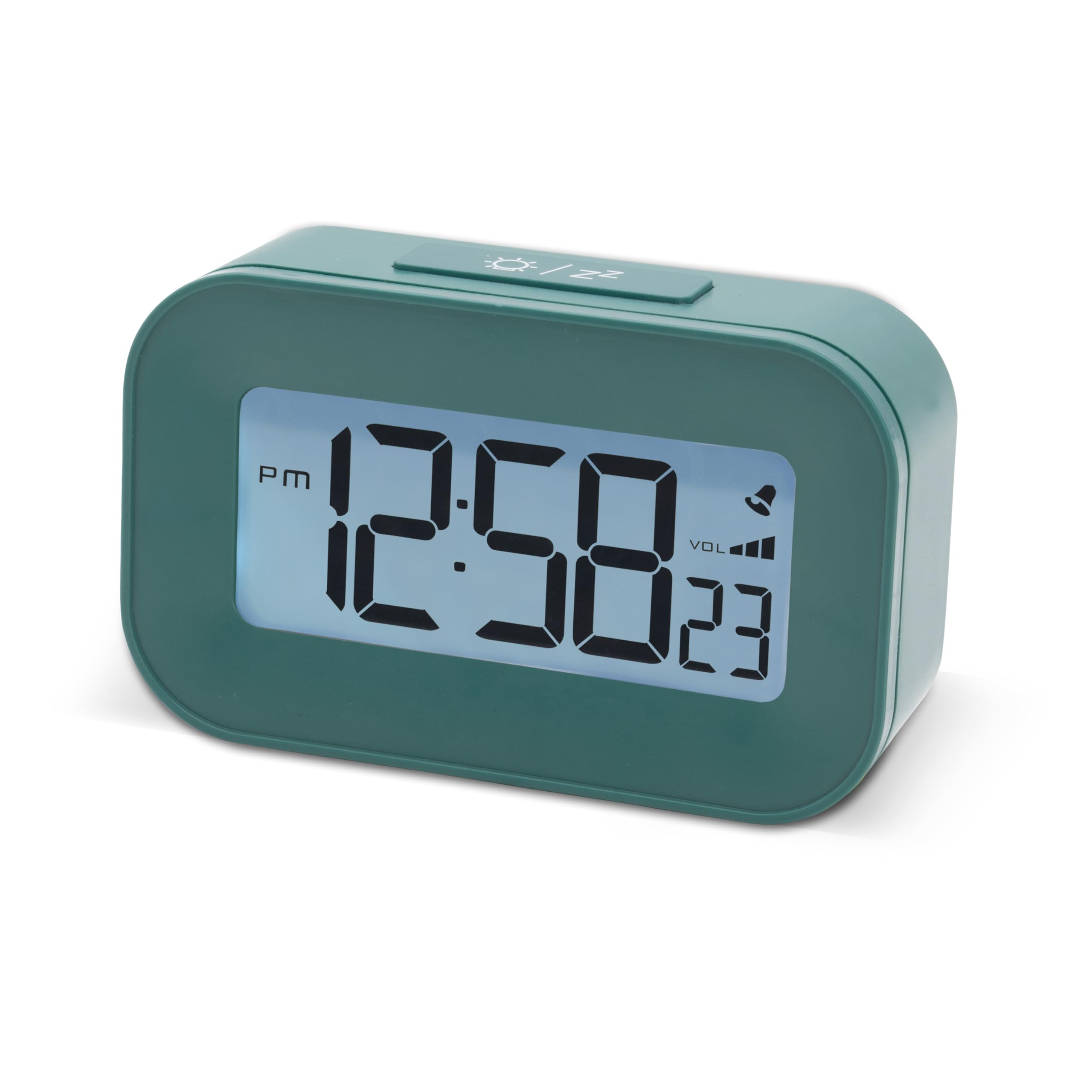Acctim Kyle Digital Alarm Clock, Desk Clock with LCD Display, White Backlight, Snooze Function, Volume Control (Lagoon)