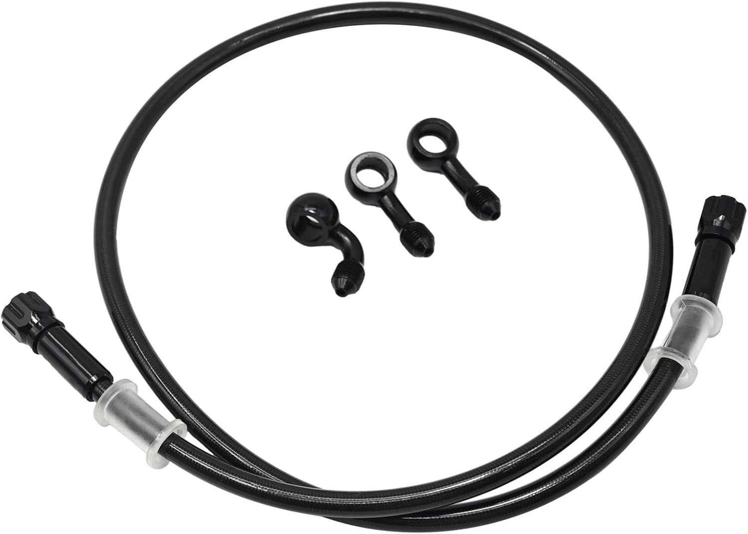 AN3 28 90 Degree M10 Aluminum Nylon Braided Motorcycle Brake Hose Line Fuel Line with 360 Degree Swivel Banjo Fitment for ATV Motocross Pit Dirt Street Racing (120cm/47.2")