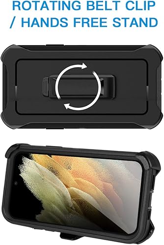 Miniatura 4 de AICase Funda con clip para cinturón para Galaxy S21 Ultra con protector de pantalla, resistente protección contra caídas, cuerpo completo, a prueba