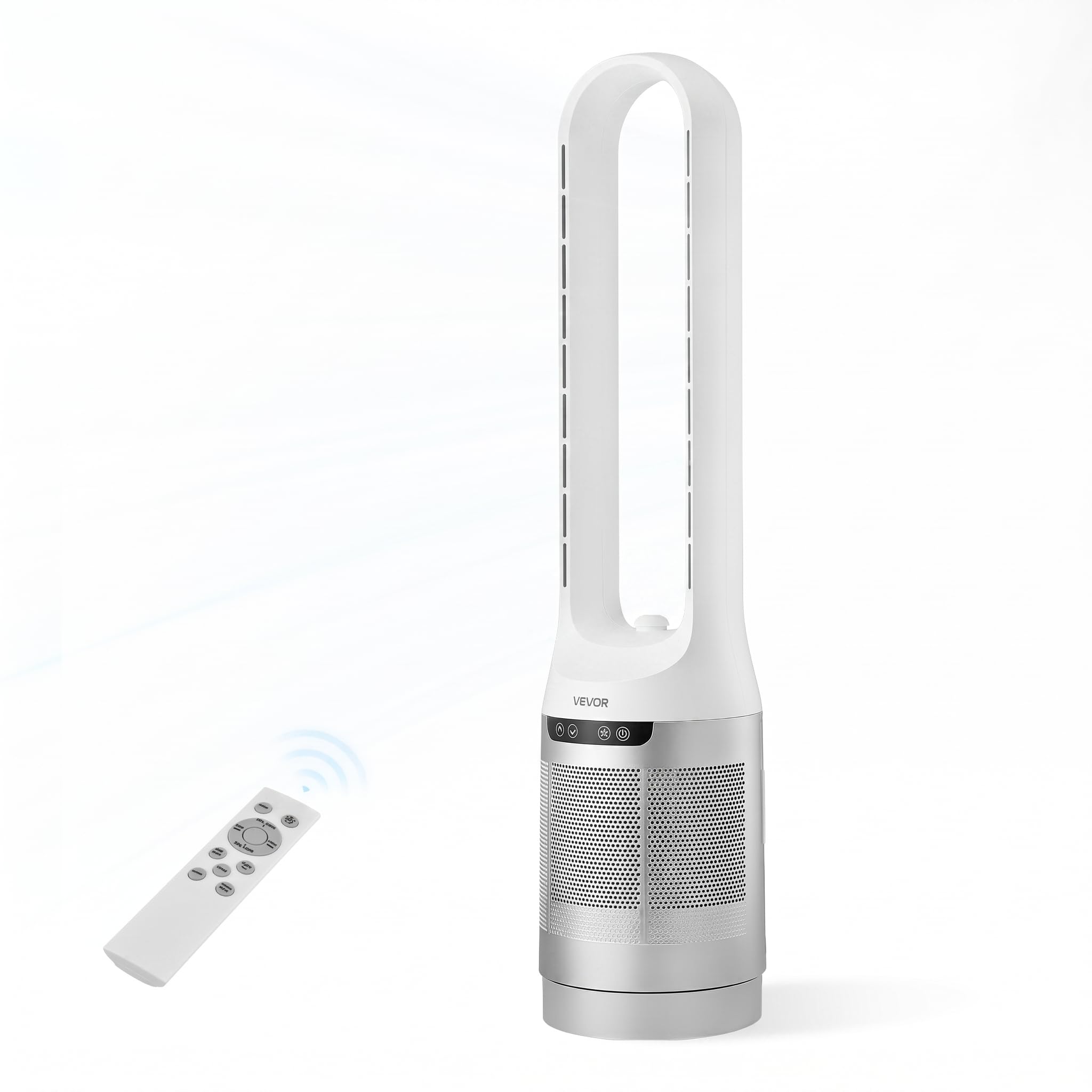 VEVOR Ventilatore a Torre Senza Pale, Oscillazione 65°, Ventilatore a Colonna Senza Pale, 12 Velocità, 4 Modalità, Timer 8 Ore, Flusso d’Aria Potente 4,5 m/s, Silenzioso, per Camera da Letto Ufficio