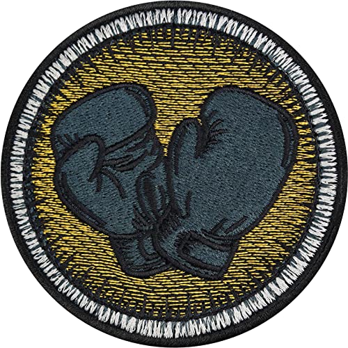 EXPRESS-STICKEREI Parche bordado de boxeo, para coser o planchar, para deportes de lucha, Muay Thai, Boxing, para todas las telas, 75 x 75 mm