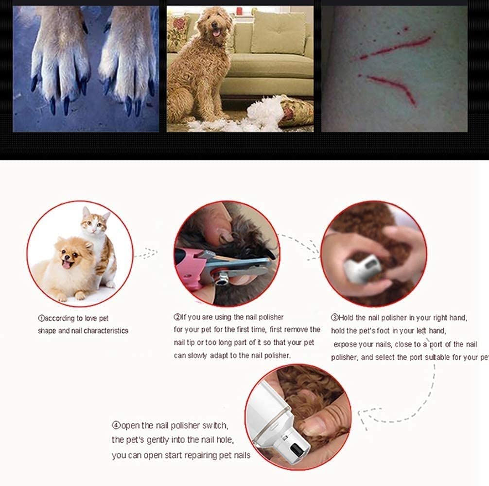 Herramienta de Goma para Perros de Animal doméstico sin Cables, Herramienta de molienda, Recorte de Forma Segura, Mascotas y Clavos para Perros, Pata de Gato sin Dolor Recargable USB, Rojo