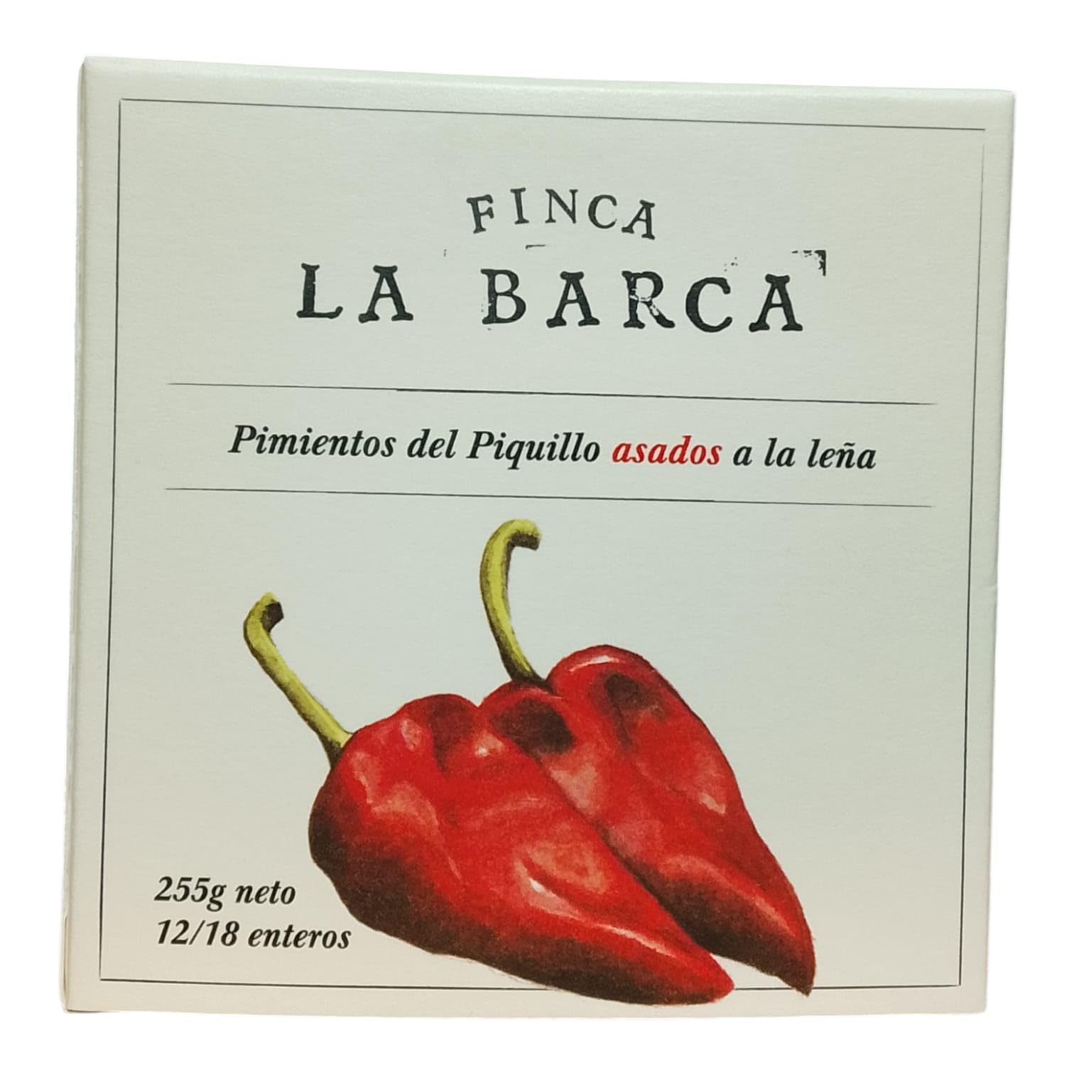 Finca La Barca Pimientos del Piquillo Asados a la Leña – Pelados a Mano – Tiernos y Enteros 12/18 – Sabor Ahumado Tradicional – Producto Gourmet 255 g