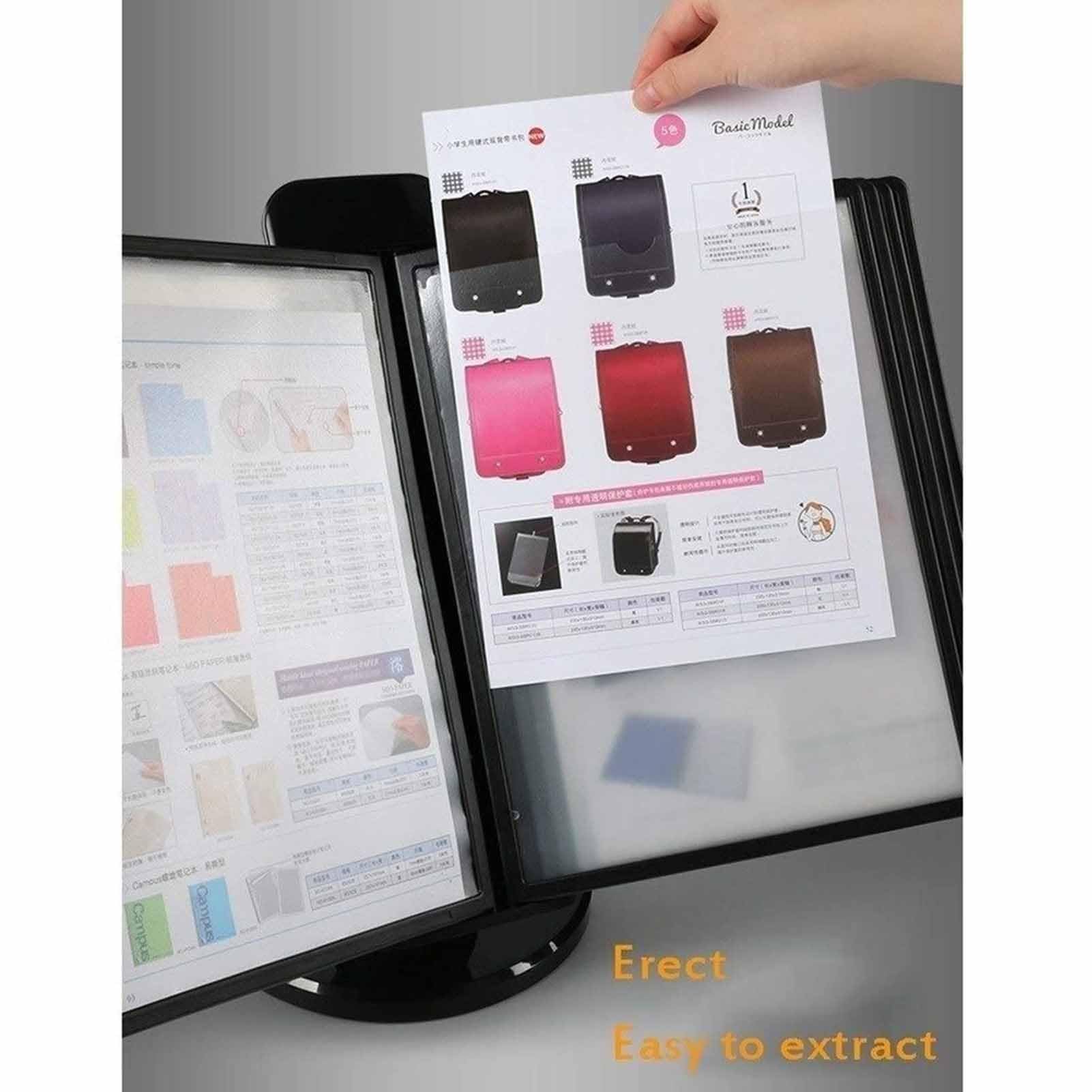 Organizer na dokumenty na biurko - ścienny organizer referencyjny, 10 i 20-stronicowe dwustronne panele, format Letter, system referencyjny na biurko z metalu PVC, do biura/d(