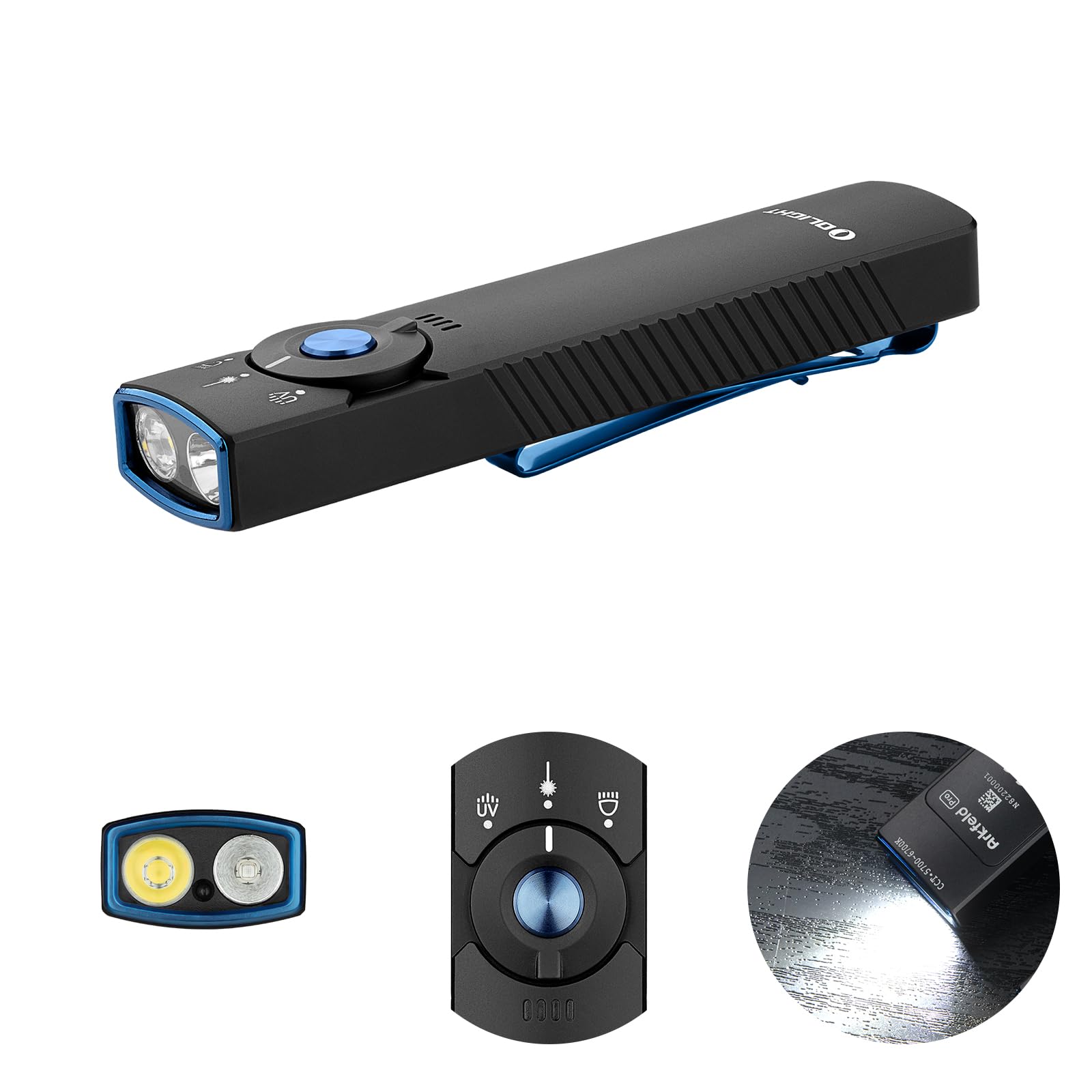 OLIGHT Arkfeld Pro 3-in-1 Rechargeable LED Flashlight with UV