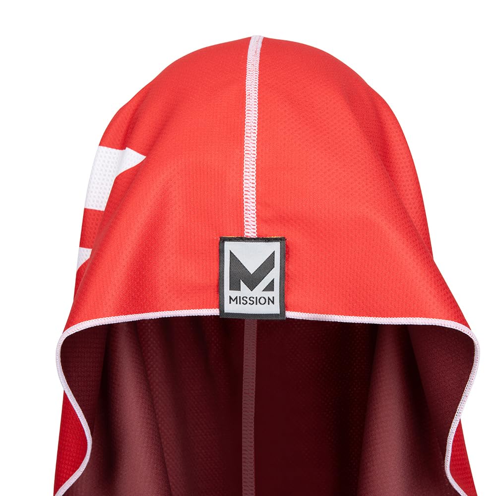 MISSION Serviette réversible à capuche rafraîchissante - Rafraîchit instantanément lorsqu'elle est mouillée, protection solaire UPF 50, épouse votre tête pour rester en place, idéale pour le sport, le