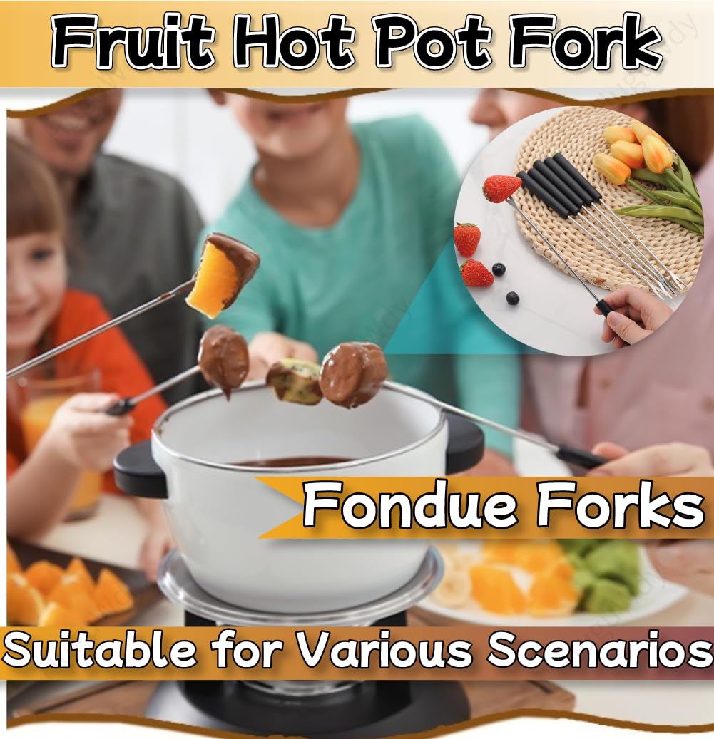 Stainless Steel Fondue Forks 6Pcs 9.1" with Heat Resistant Handle Color Fondue Set Fondue Sticks Fondue Cheese for Grill Cake Chocolate Meat Fruits Cheese Fondue Fountain Roast Marshmallows Dessert — Amazon image 4