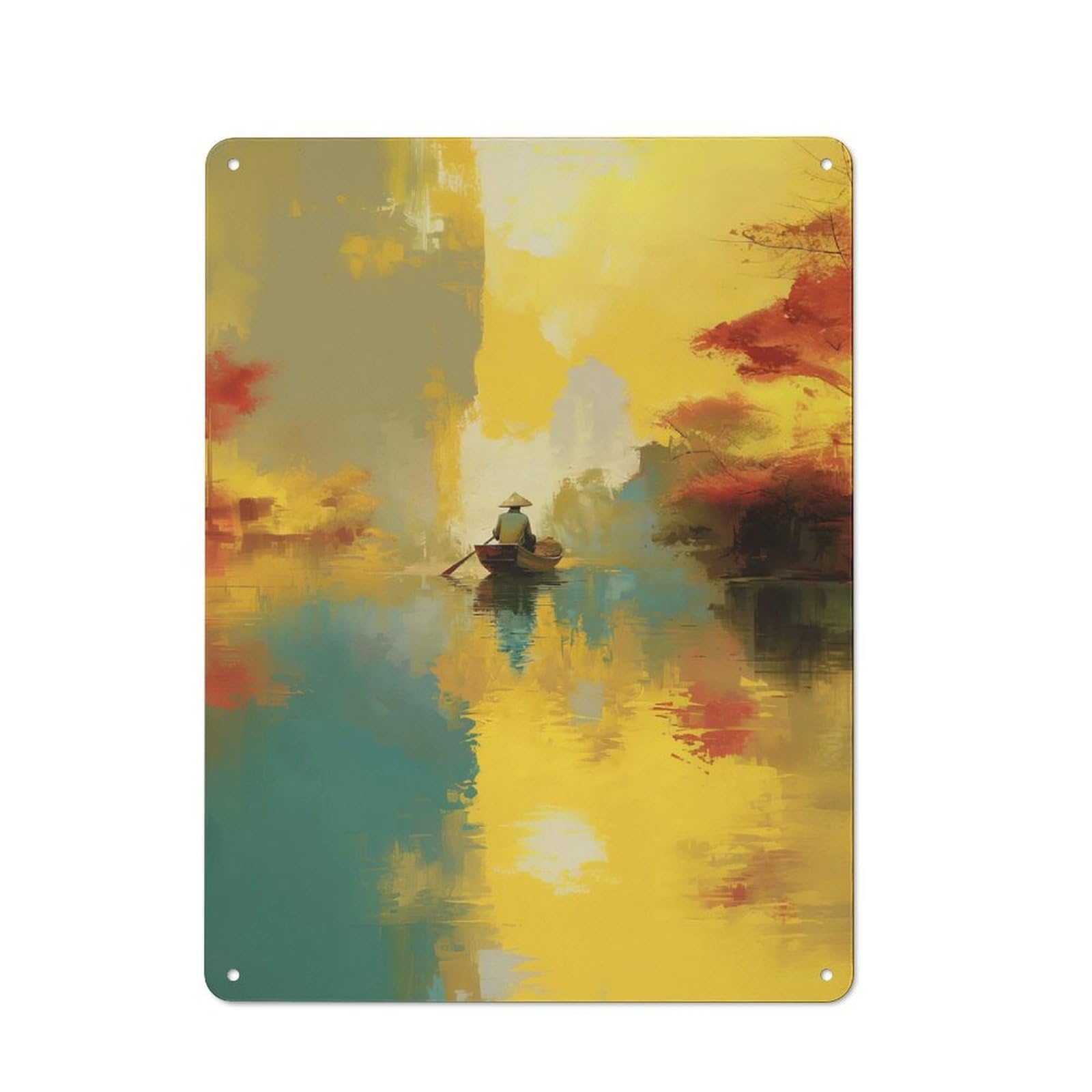 Junmoney Style-19 Rustic Metal Wall Sign 40X30cm Featuring Vietnamese Sunrise For Garage Wall, Tin Sign Wall Decor For Garages And Workshops
