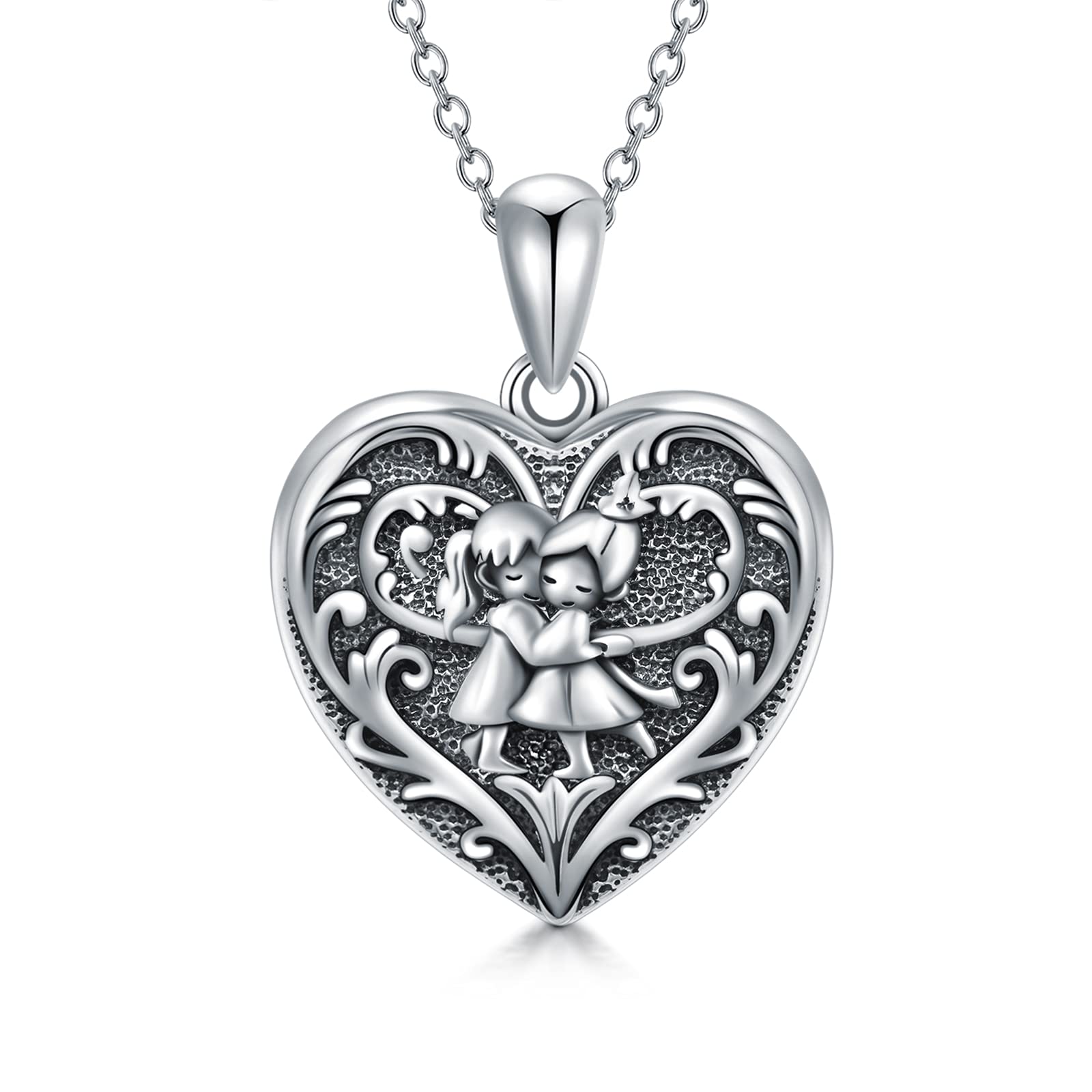 SOULMEET Personalized Silver Locket Necklace That Holds Pictures Photo Keep Someone Near to You, Memorial Custom Lockets Necklaces Letters Engraving