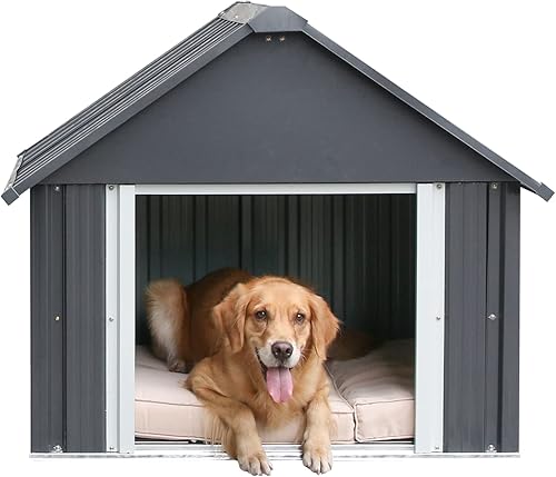 Casa para perros de 34 x 38 x 35 pulgadas, caseta para perros medianos y grandes, resistente a la intemperie, resistente y duradera