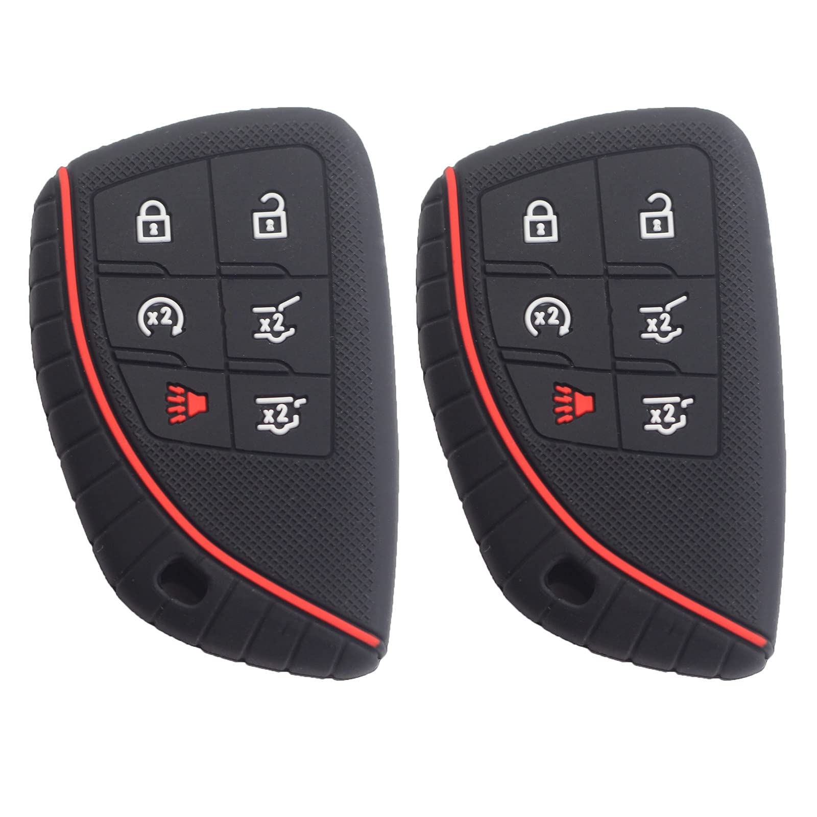 2pcs 6 Buttons Black Silicone Rubber Remote Smart Key Fob Case Cover Protector Holder Compatible with Chevrolet GMC Chevy Suburban Tahoe Yukon 2021
