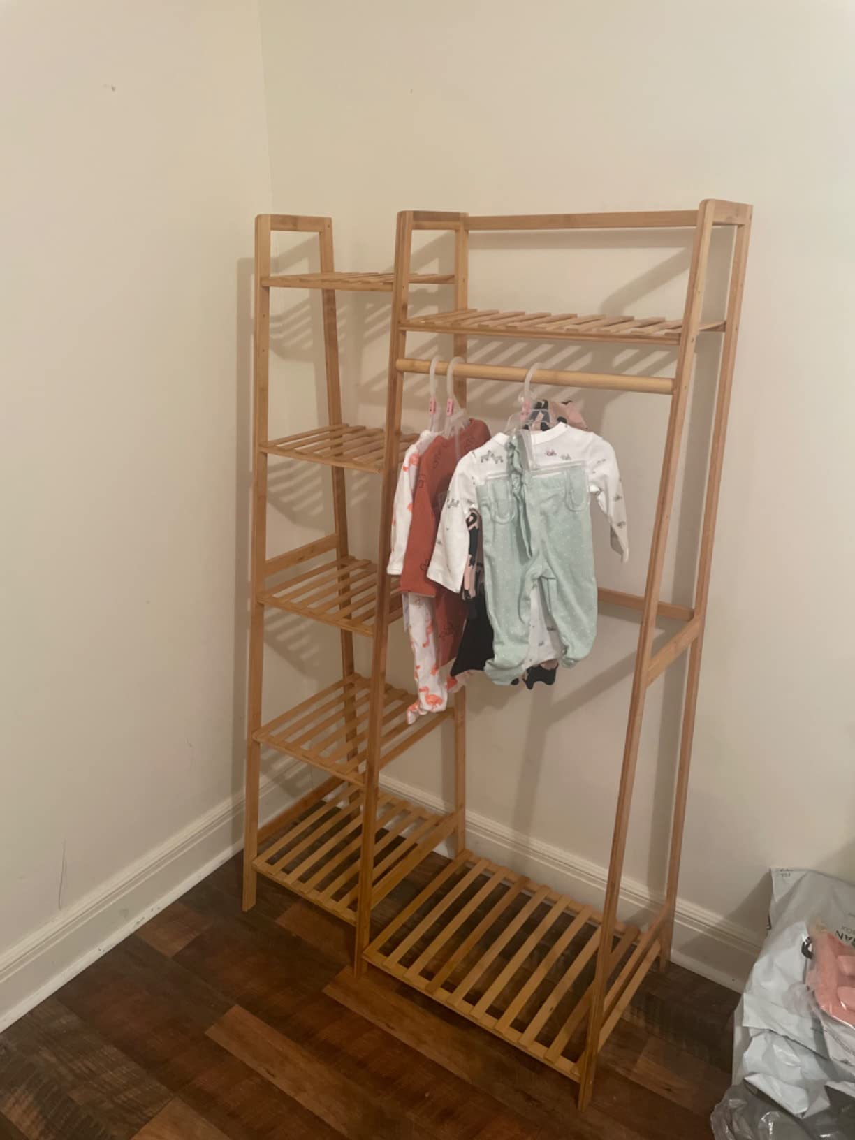 10/mo Finance Ufine Bamboo Garment Rack 7Tier Storage Shelves Clothes Hanging Rack, Heavy