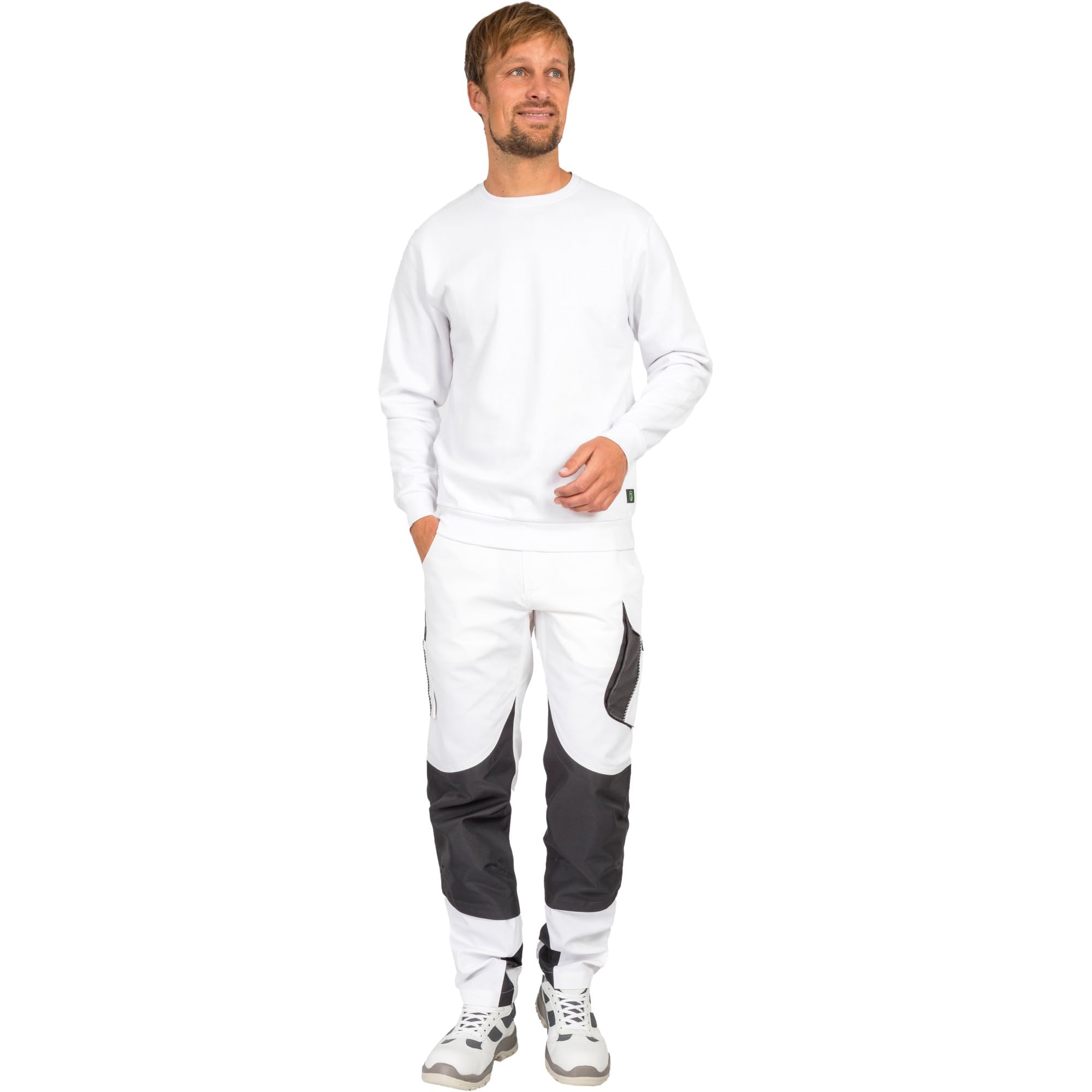 Leibwächter Dynamic Line Arbeitshose Herren Stretch, Bundhose mit Knieverstärkung, Atmungsaktive Arbeitskleidung mit Oxford-Knietaschen für Handwerk, Montage und BAU