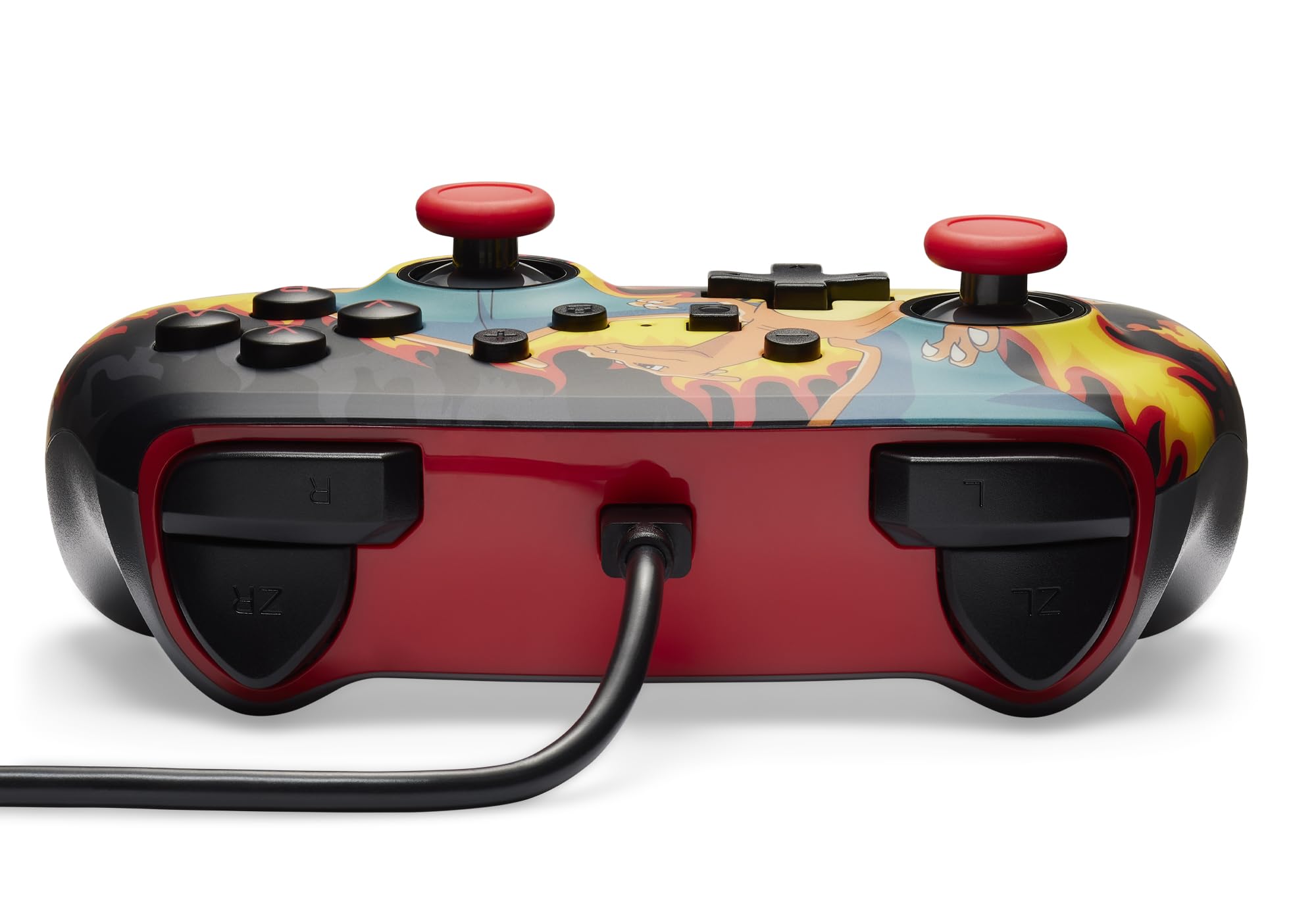 Ulepszony kontroler przewodowy PowerA do konsoli Nintendo Switch - Burza ogniowa Charizard, gamepad, kontroler do gier, kontroler przewodowy, oficjalnie licencjonowany