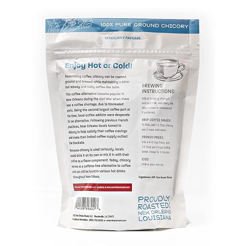 Miniatura 5 de New Orleans Roast Achicoria francesa 100% pura, 12 onzas (paquete de 1) - Alternativa al café, sin ácidos, sin cafeína, tostado oscuro, prepara como