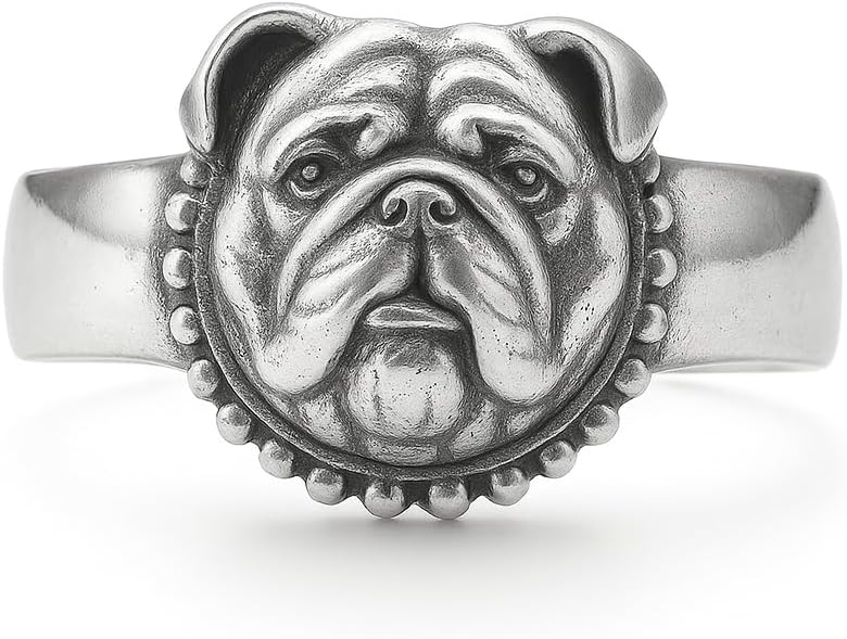 SUPAC Adjustable Silver Dog Ring, British Bulldog