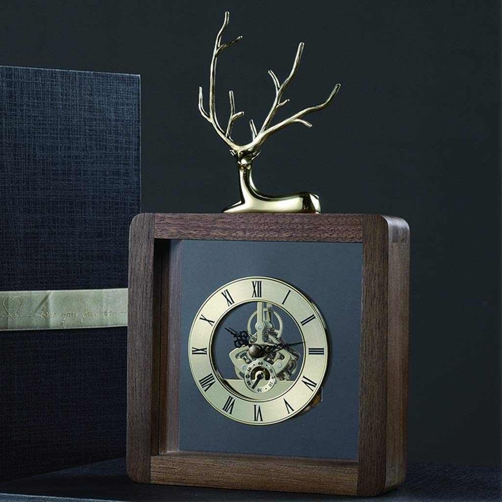Saturey Tischuhren Simple Style Kaminuhr/moderner Haushalt Tischuhr / 11 Zoll braun Standuhr/Wohnzimmer Flur Platz Clock Deko Uhren
