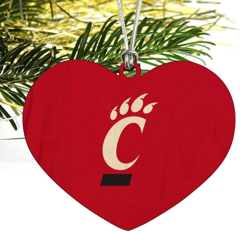 GRAPHICS & MORE University of Cincinnati Primary Logo Heart Love Wood Christmas Tree Holiday Ornament - Image 2
